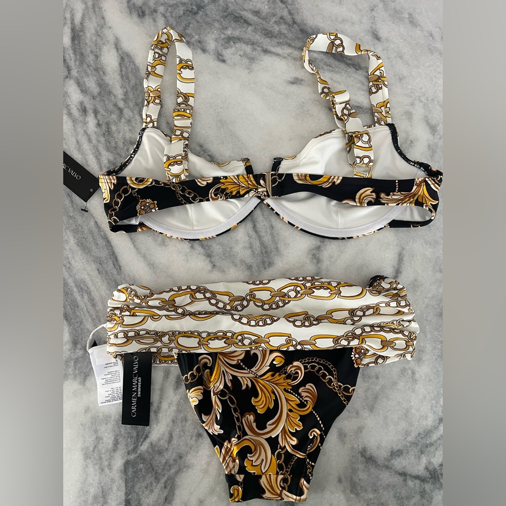 ‼️SOLD‼️Carmen Marc Valvo Swim Sense Filigree Status High Waist Bikini size S - Picture 8 of 12